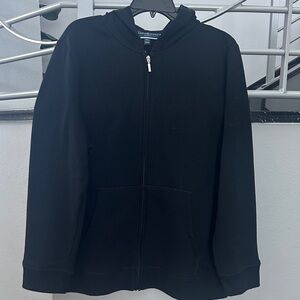 Karen Scott Black Zip Hoodie with Silver Hardware XXL